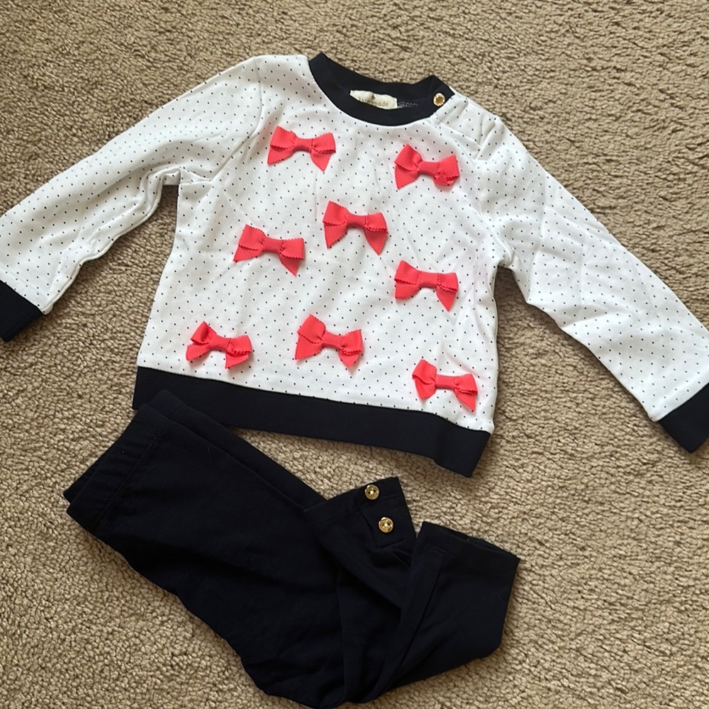NWT Kate spade baby bow top/legging set